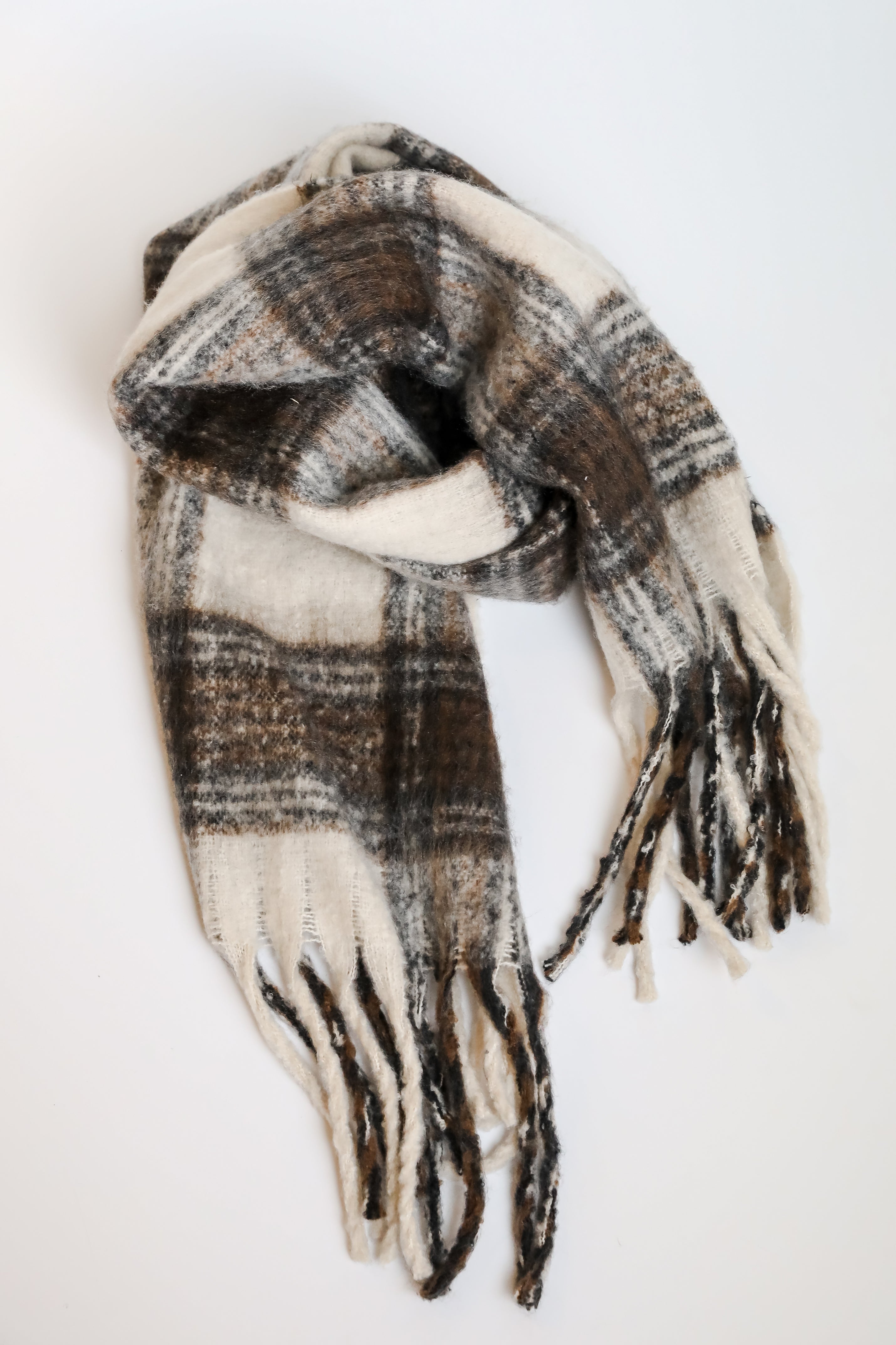 Snuggly Elevation Plaid Fringe Scarf