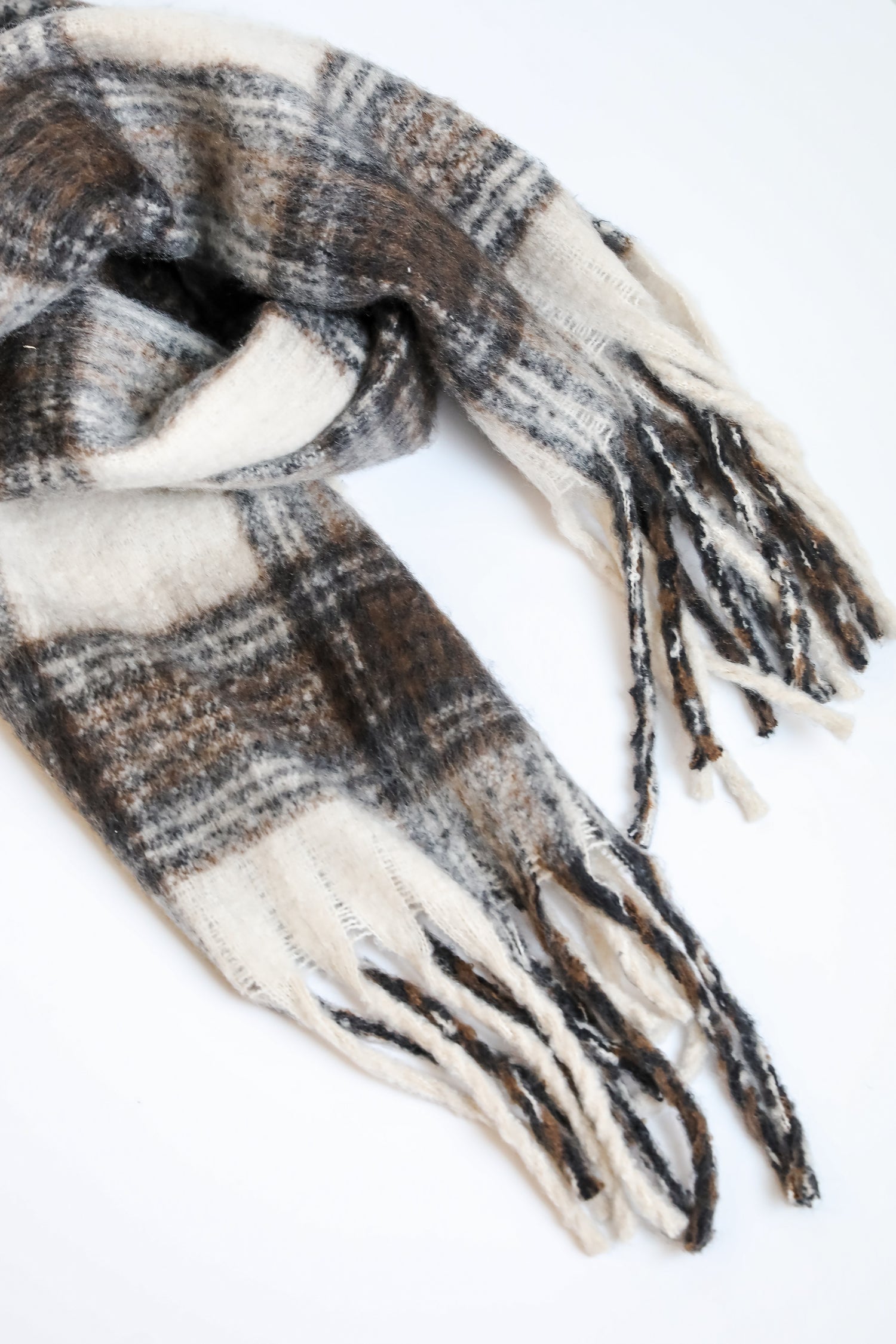 Snuggly Elevation Plaid Fringe Scarf