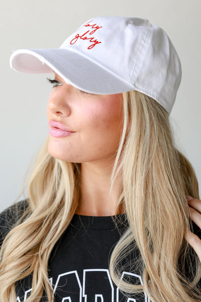 white Glory Glory Embroidered Hat side view UGA Hats Online