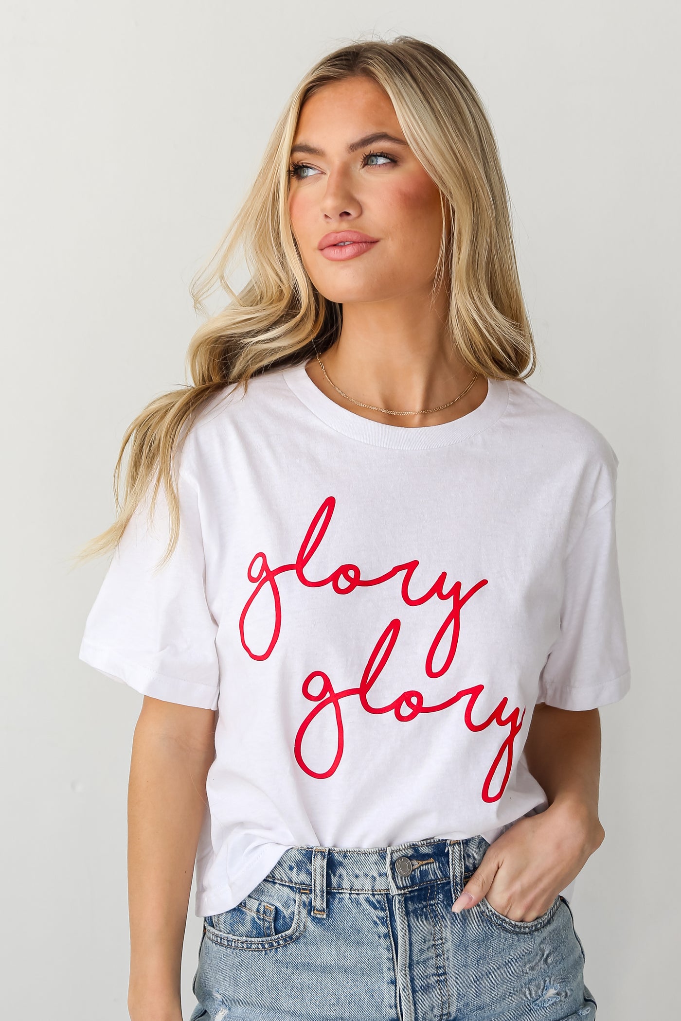 White Glory Glory Cropped Tee front view