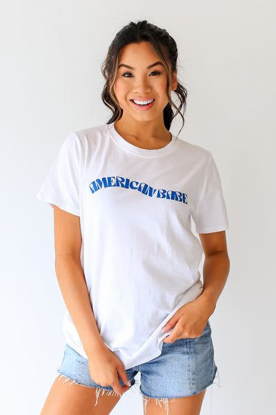 American Babe Graphic Tee on dress up model