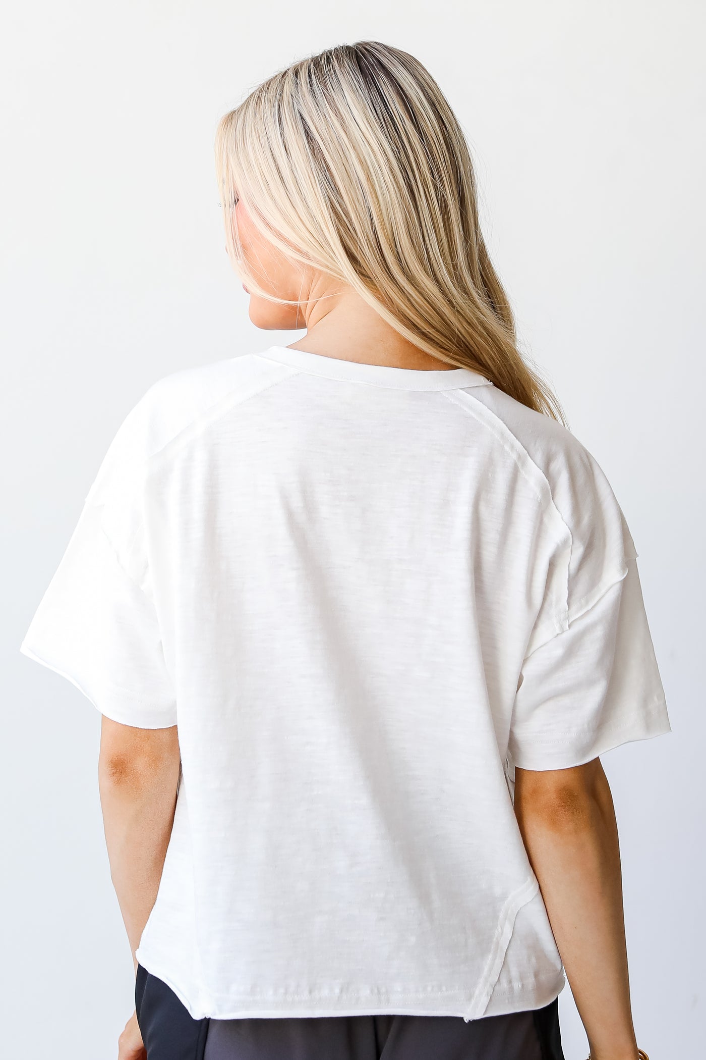 white Henley Tee back view