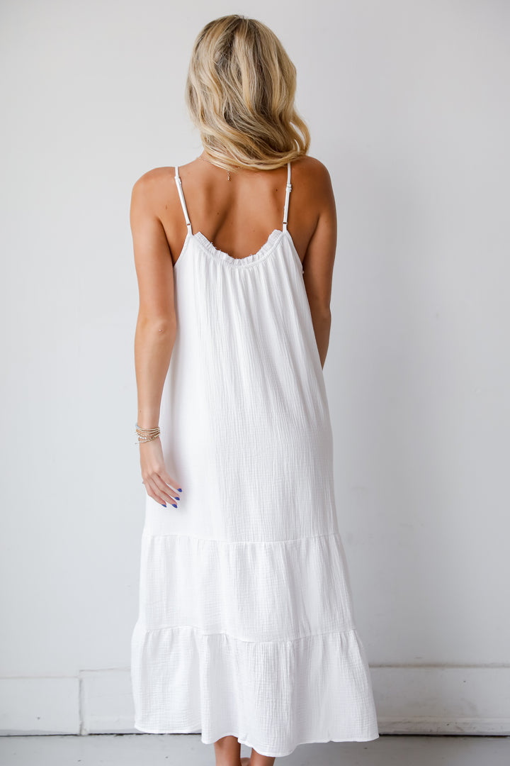 Sunkissed Cutie White Linen Maxi Dress