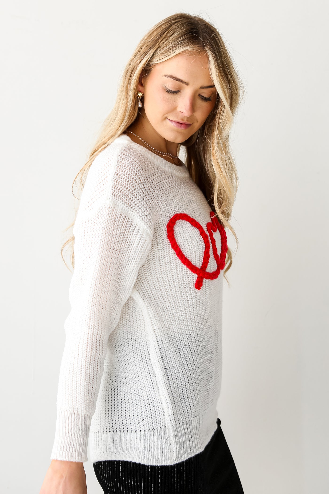 cute White Love Sweater for women