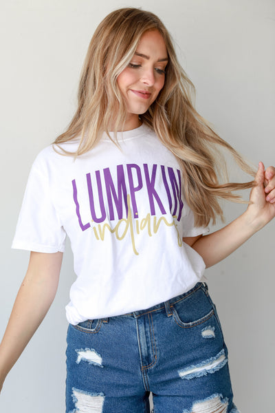 White Lumpkin Indians Tee front view