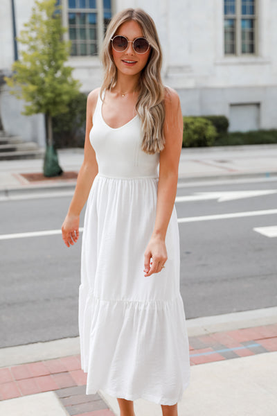 white Midi Dress on model