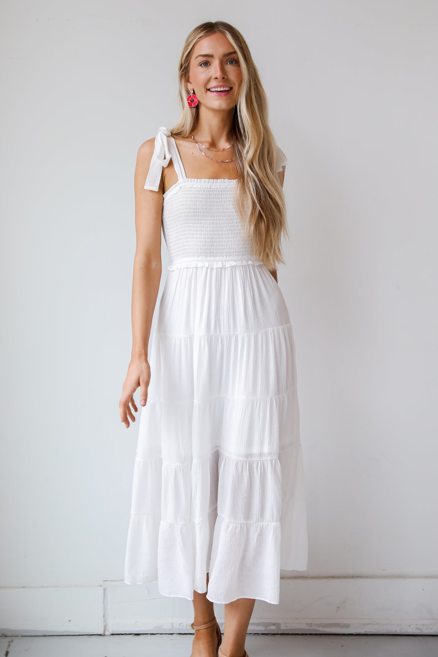 tiered white dress