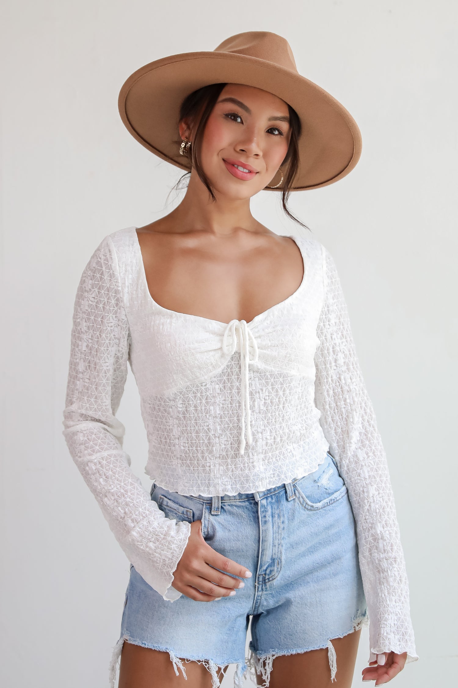 Trendy White Mesh Blouse Cute Tops For Women Dress Up