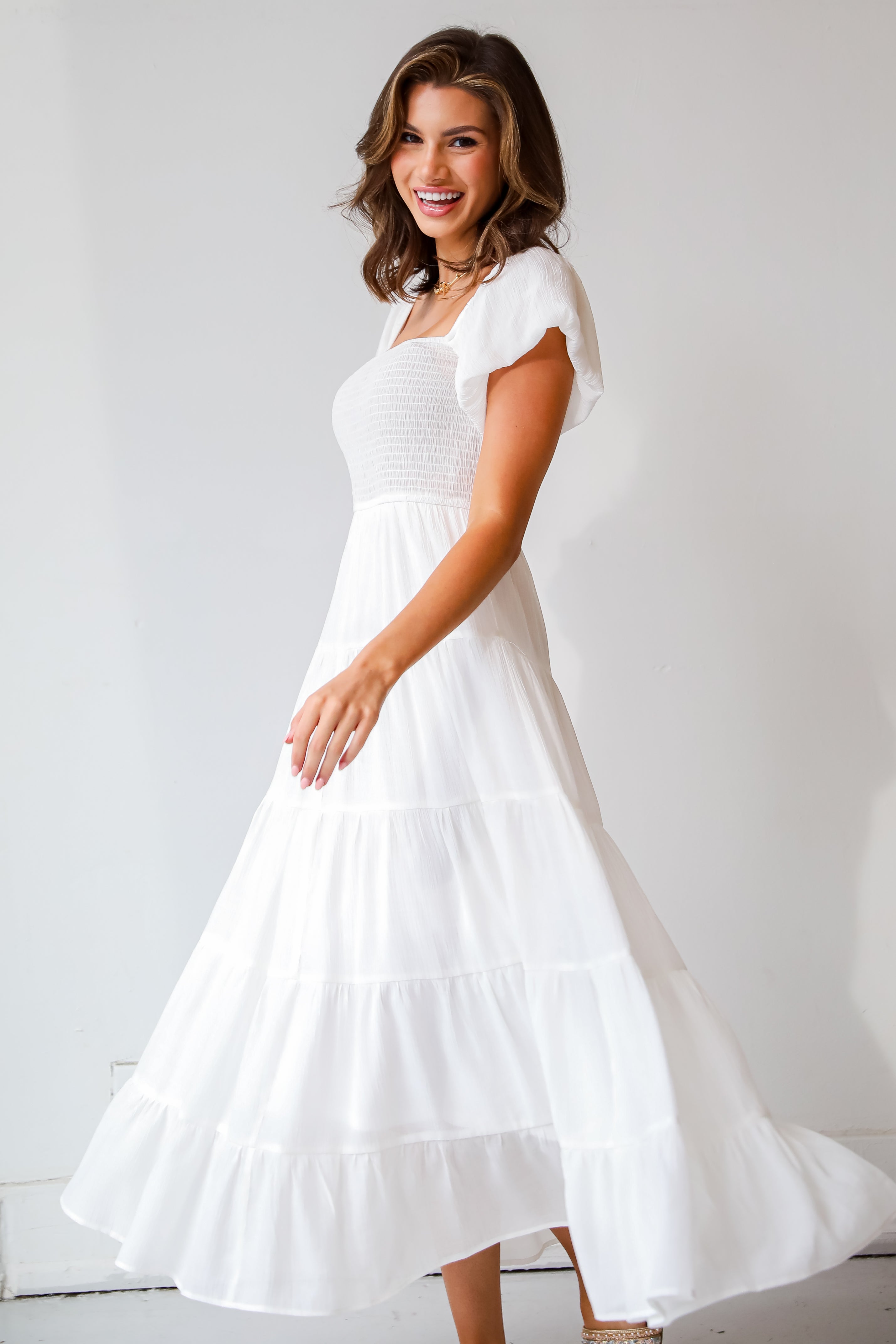 White maxi bridal shower shops dress