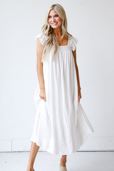 white Midi Dress on model