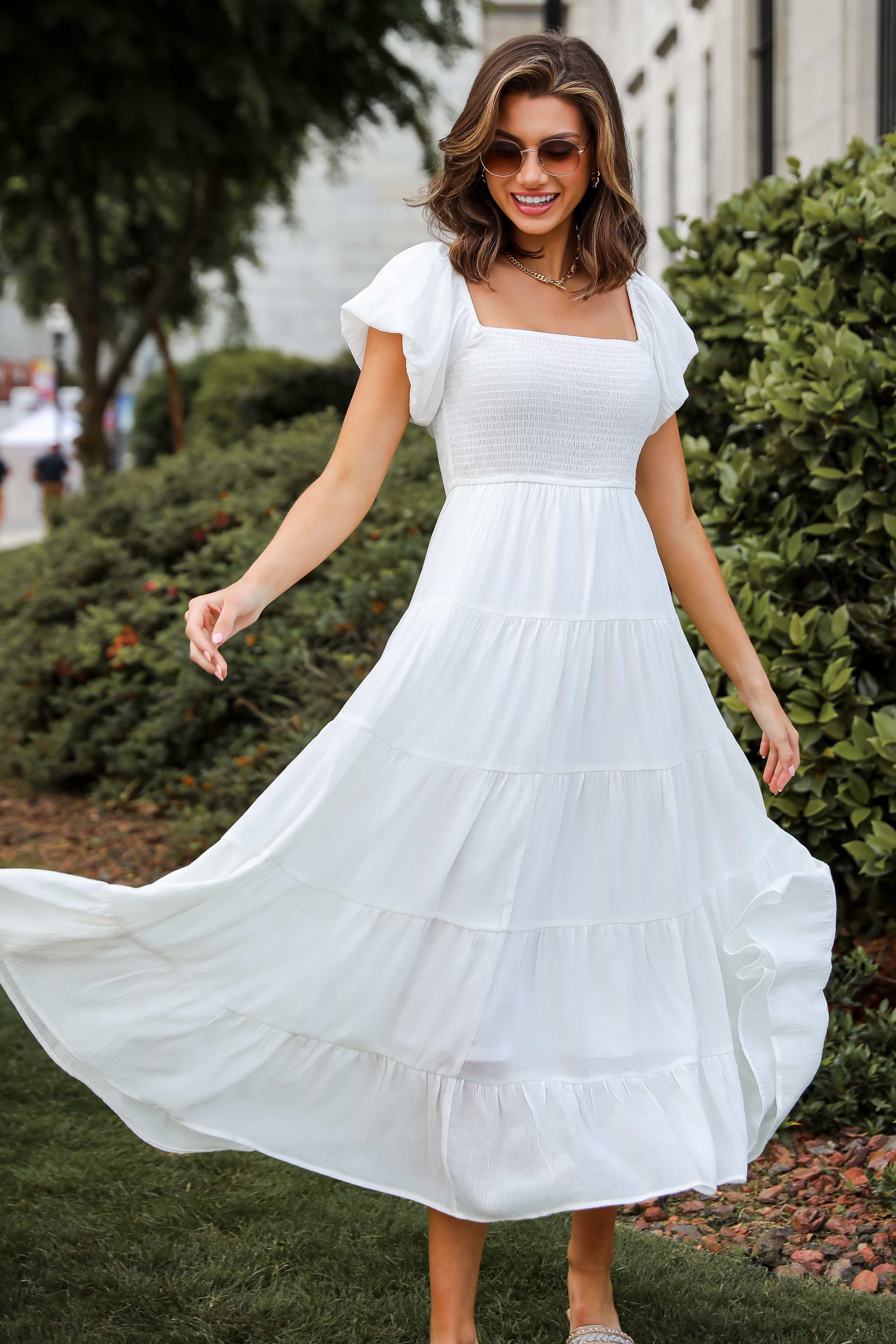 Flowy White Tiered Maxi Dress | Cute White Dresses | ShopDressUp – Dress Up