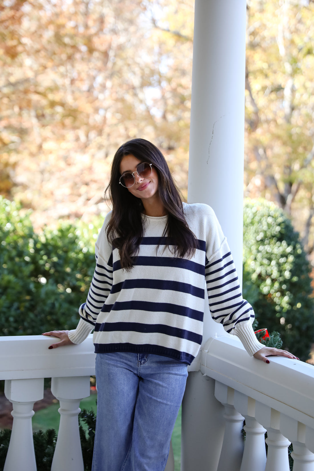 Comfy Darling Off White Striped Sweater