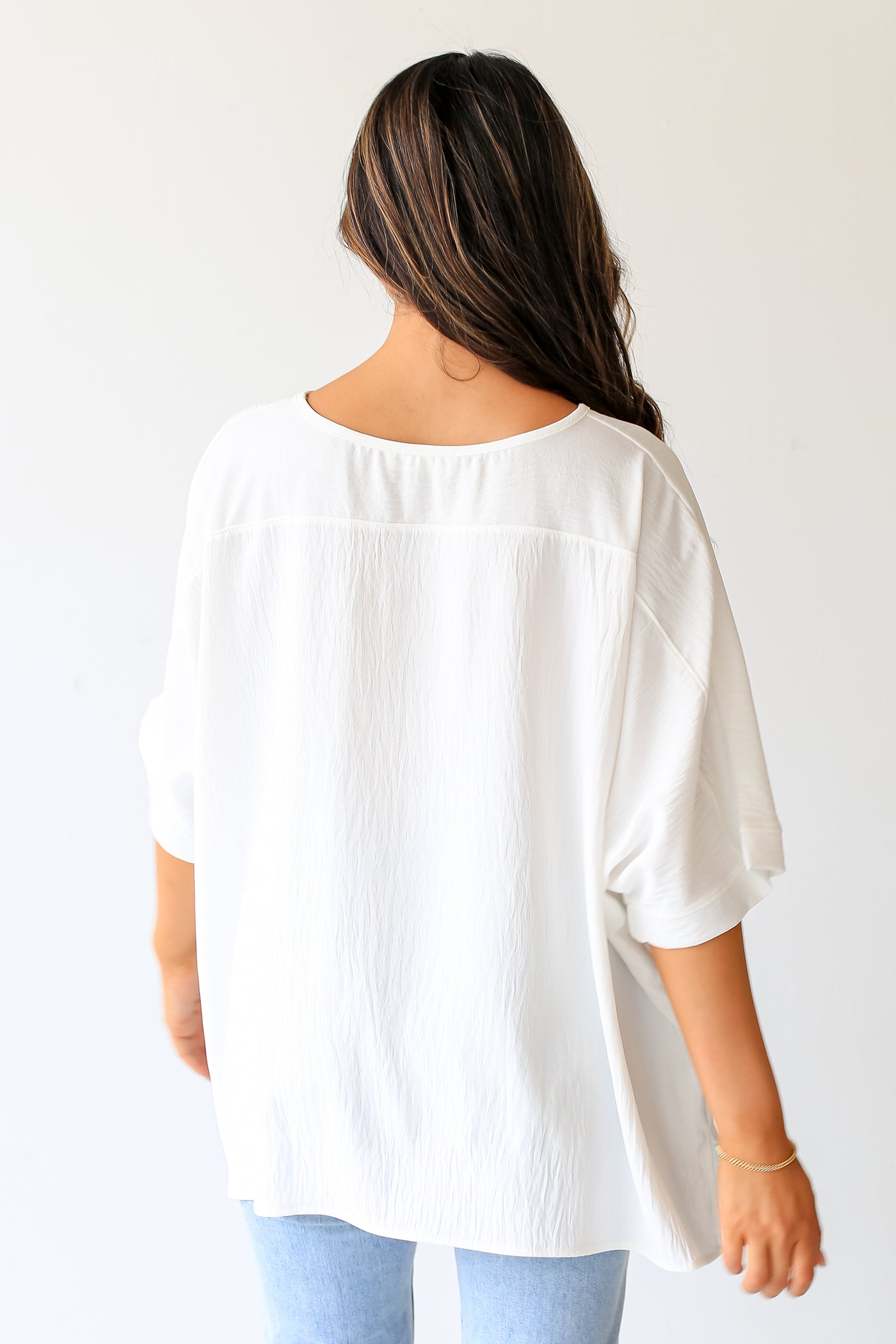 white Oversized Blouse back view