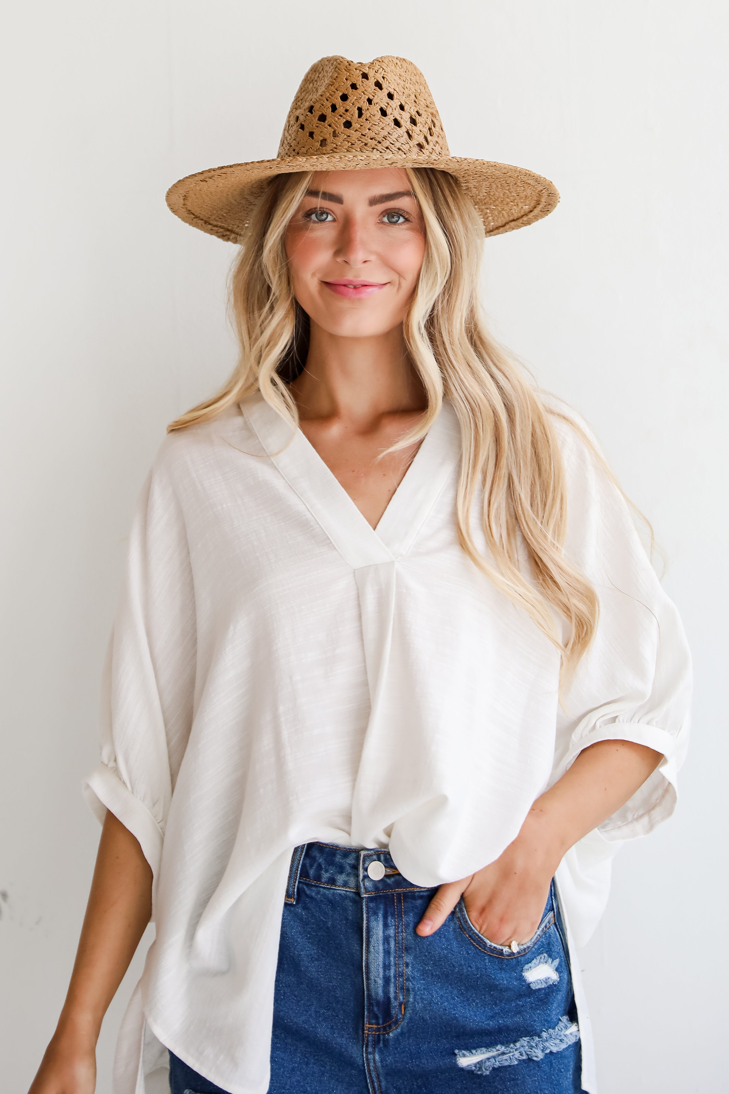 boho White Oversized Blouse