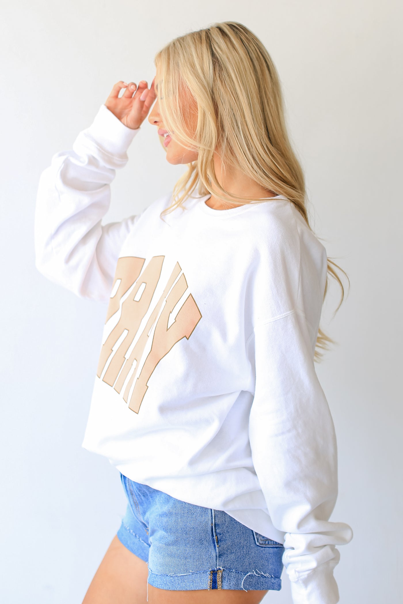 White Pray Pullover side view