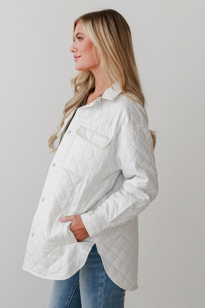 lightweight White Quilted Puffer Jacket