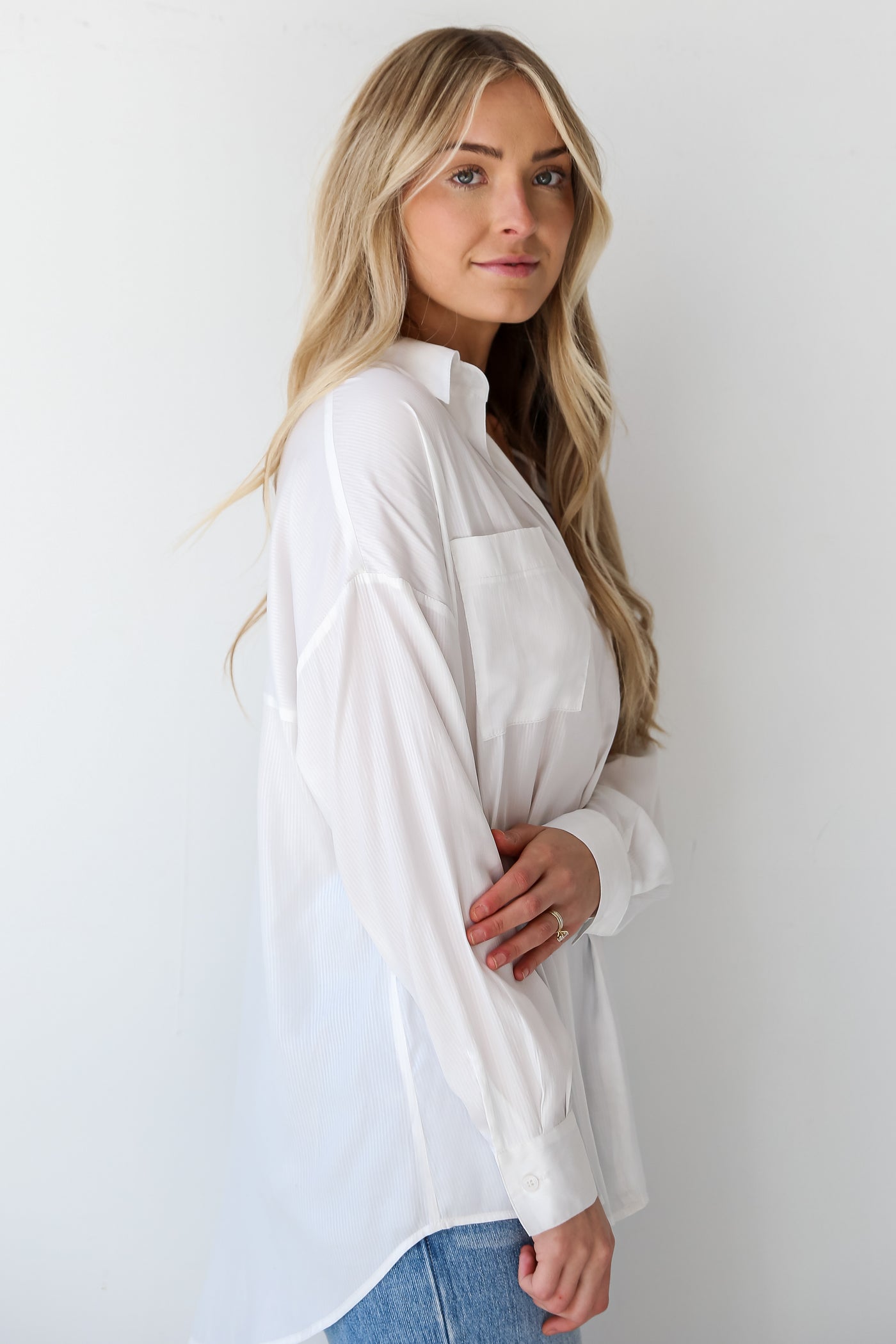 white oversized blouse