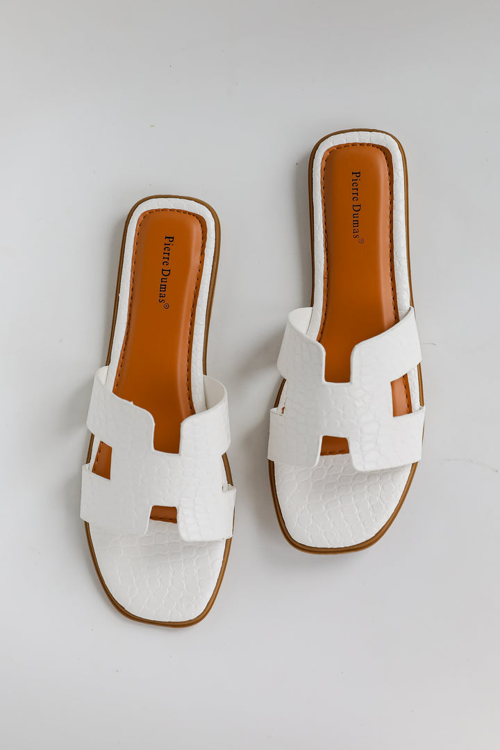 Take The Chance White Slide Sandals