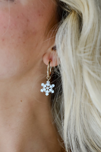 Natalie White Snowflake Drop Earrings