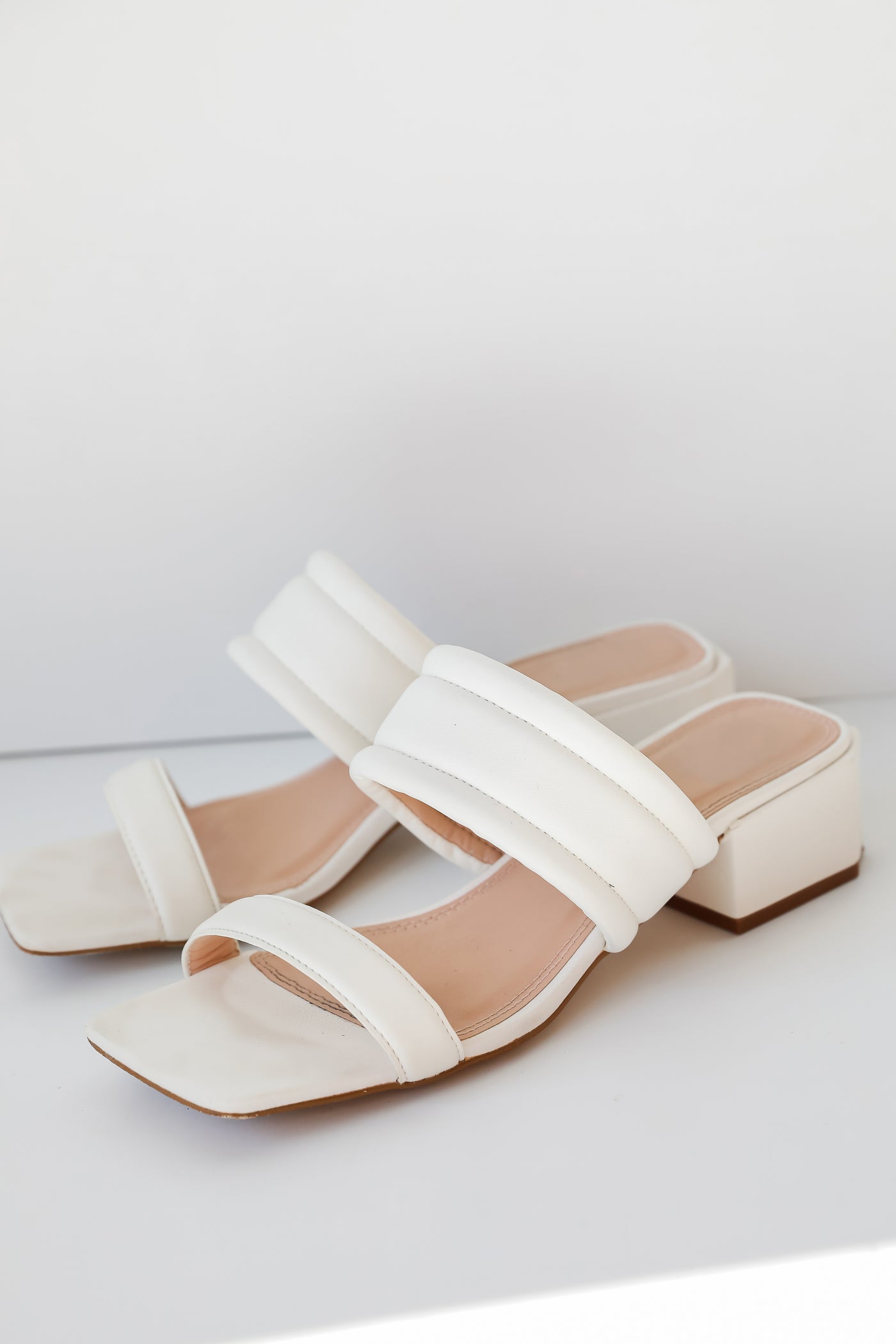 White Double Strap Heels for women
