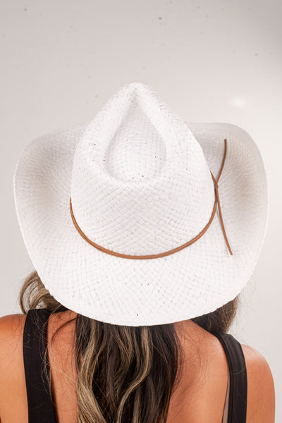 Cute White Straw Fedora Western Hat | Women's Hats