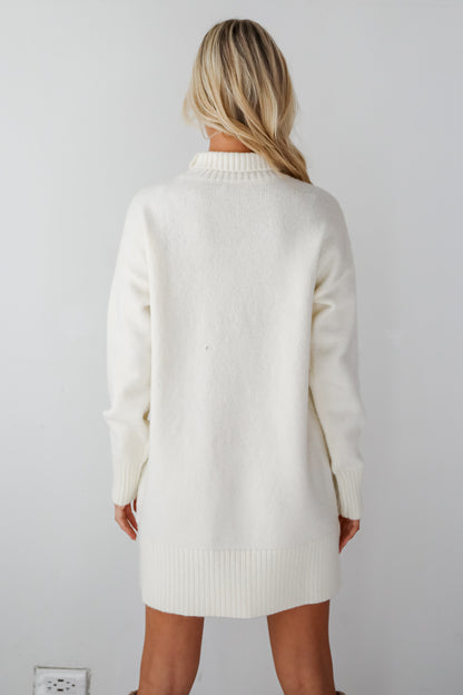 Seasonally Stylish Mock Neck Mini Sweater Dress