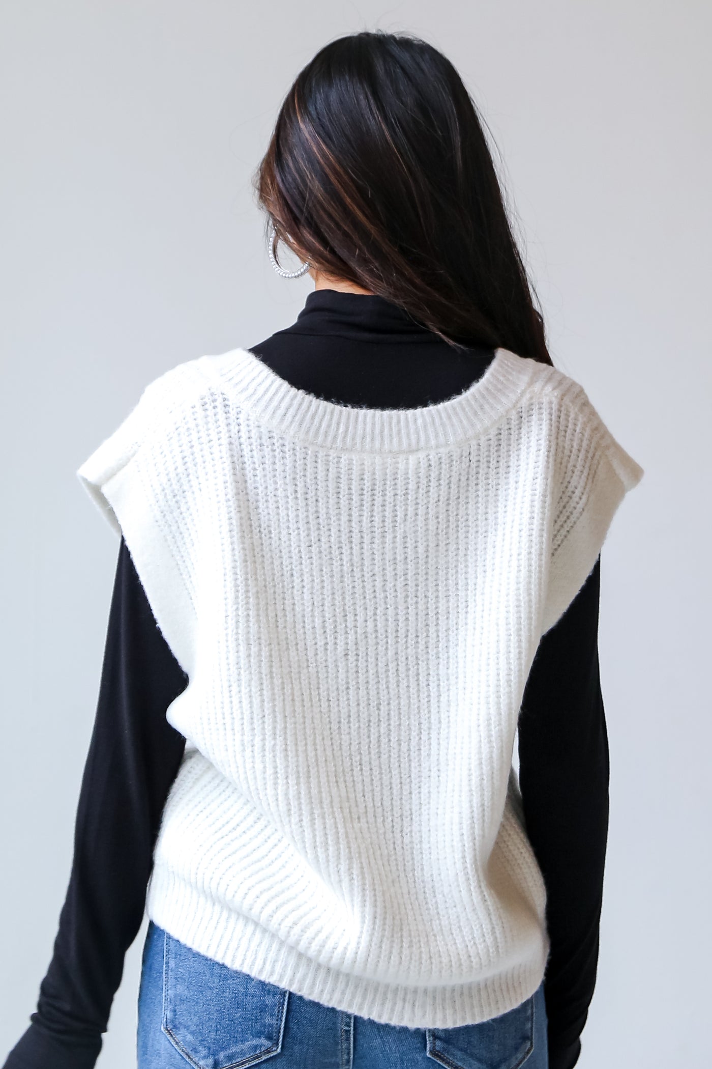 v-neck White Sweater Vest