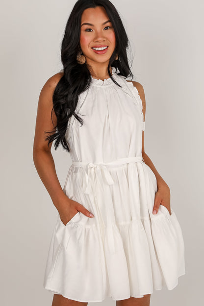 Running To You White Tiered Mini Dress