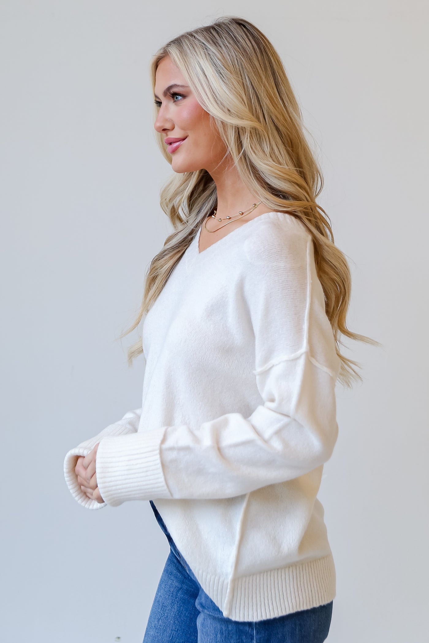 Ivory Oversized Sweater side view