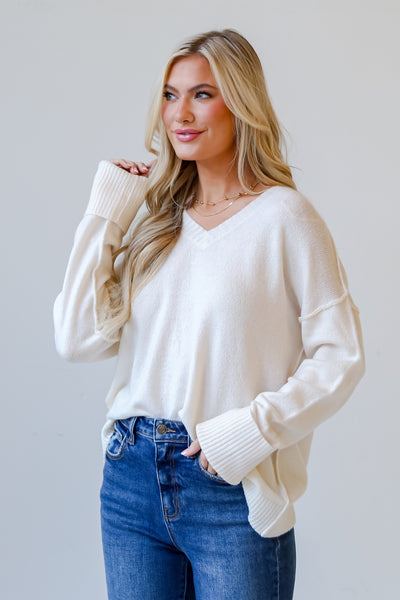 Ivory Oversized Sweater front view