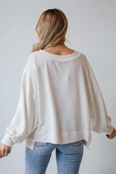 womens Off White Waffle Knit Top