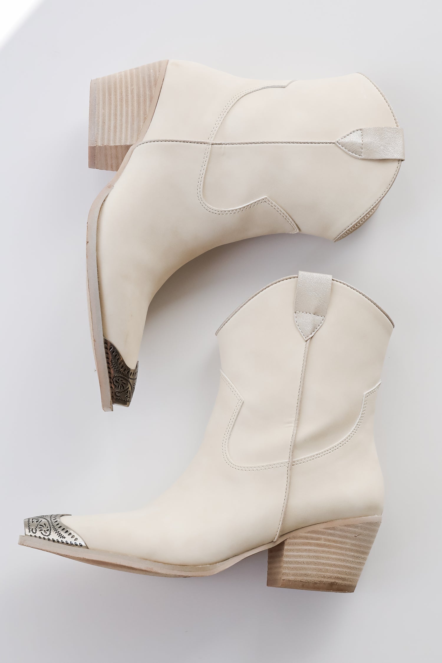 Stride In Style Off White Western Booties