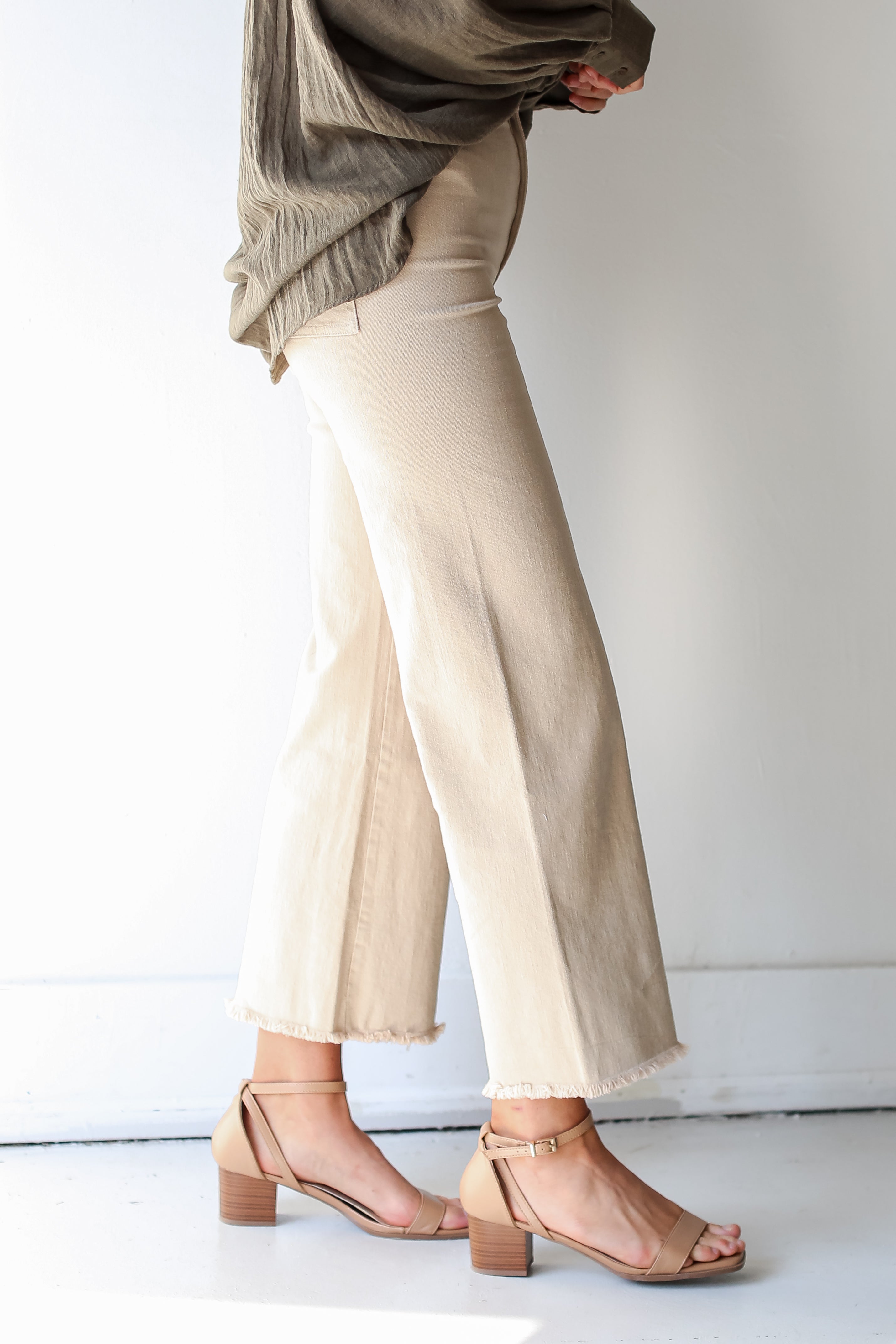 khaki Wide Leg Jeans side view