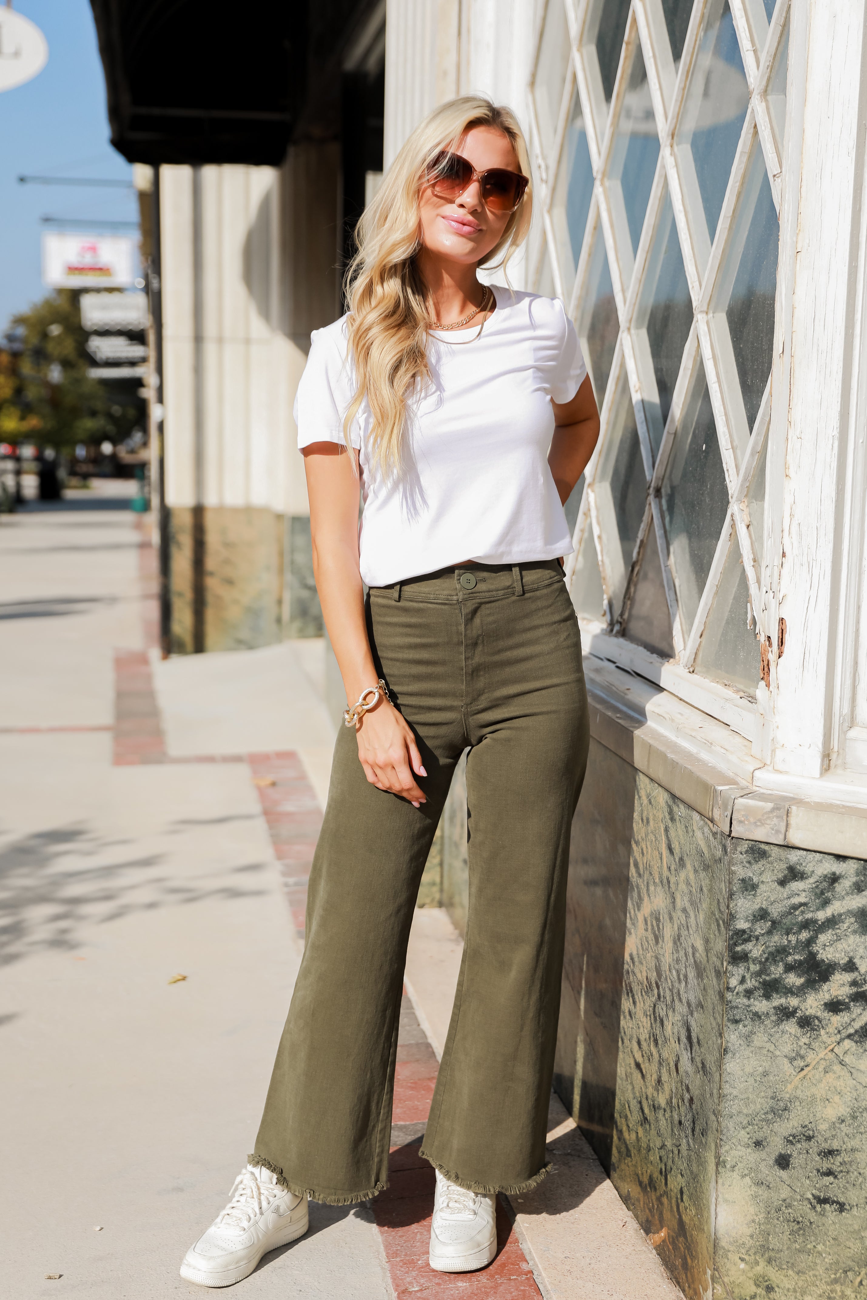 olive Wide Leg Jeans