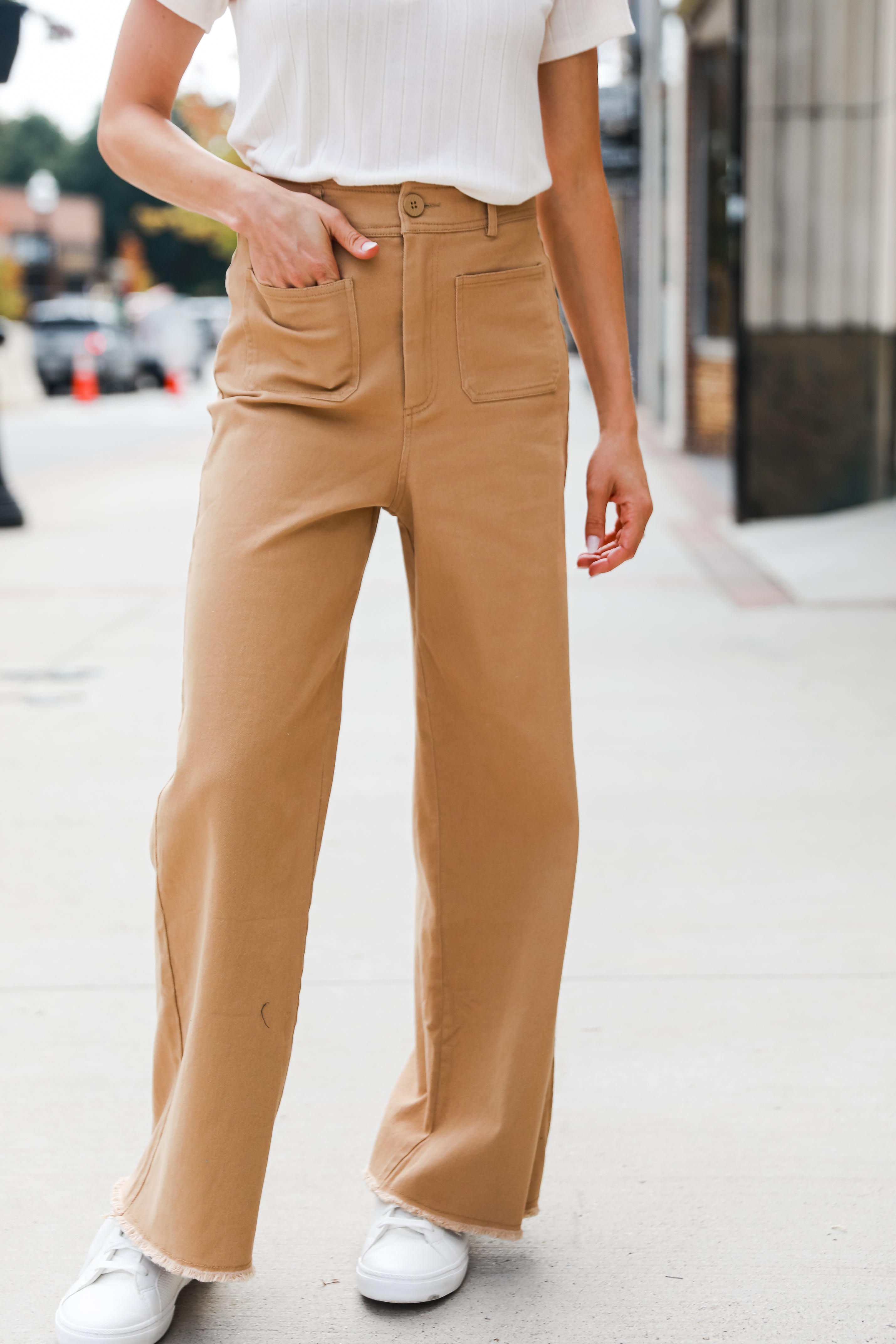 khaki Wide Leg Jeans