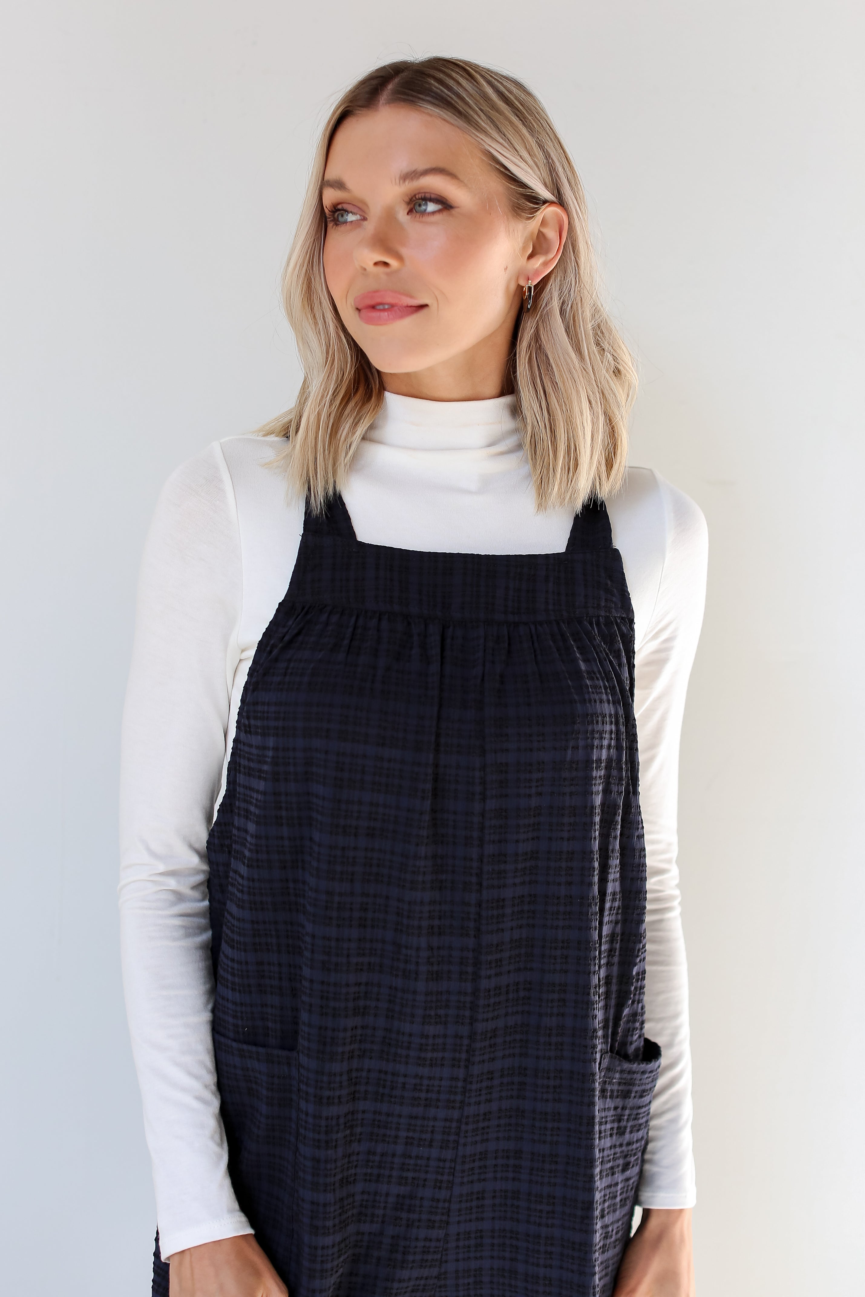 black Textured Wide Leg Jumpsuit close up