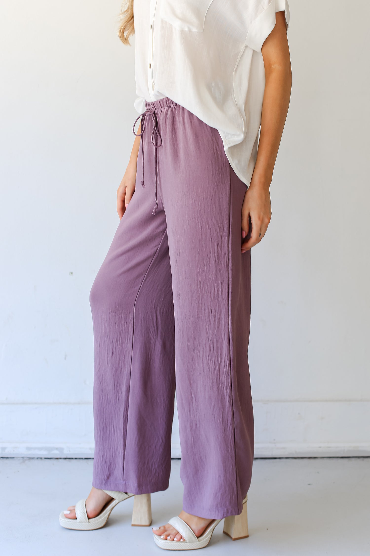 mauve Wide Leg Pants side view