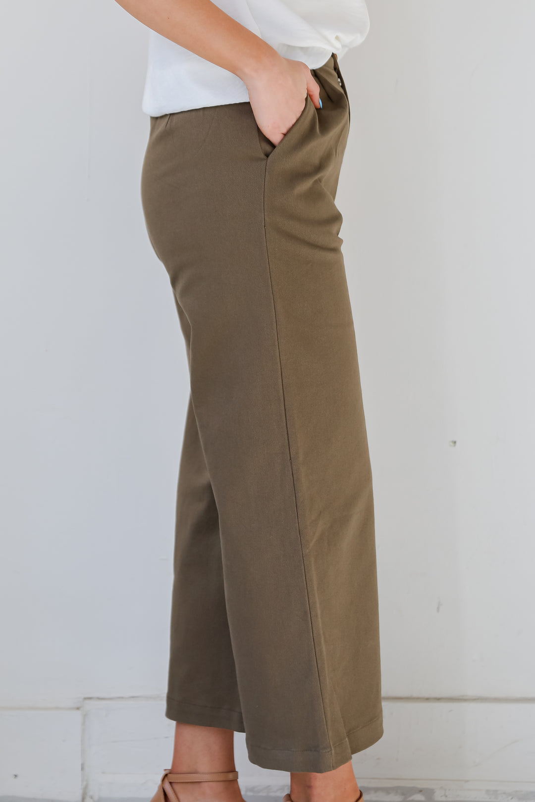 olive green Wide Leg Pants