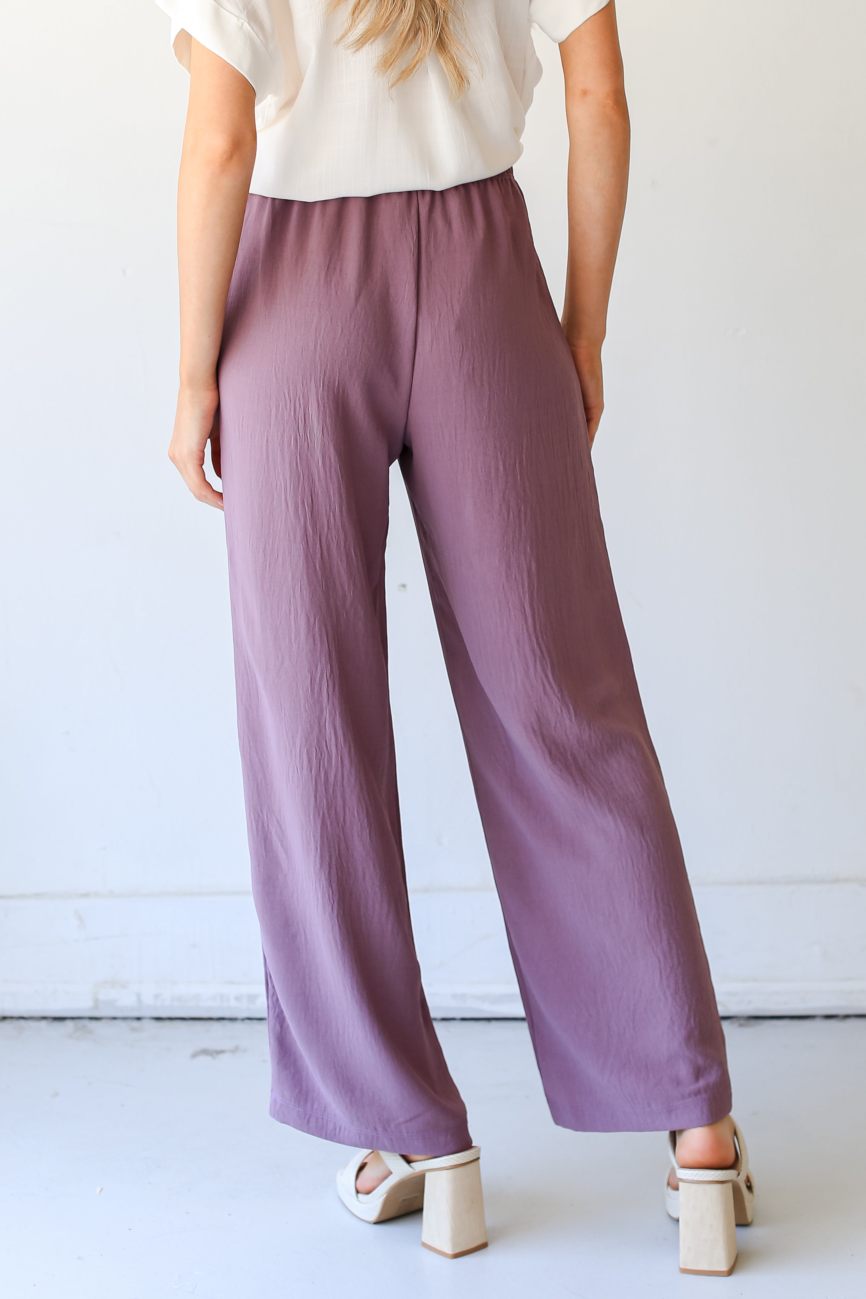 mauve Wide Leg Pants back view