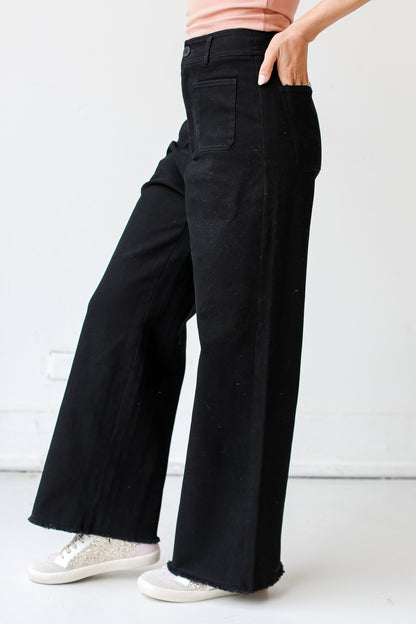 black Wide Leg Jeans side view