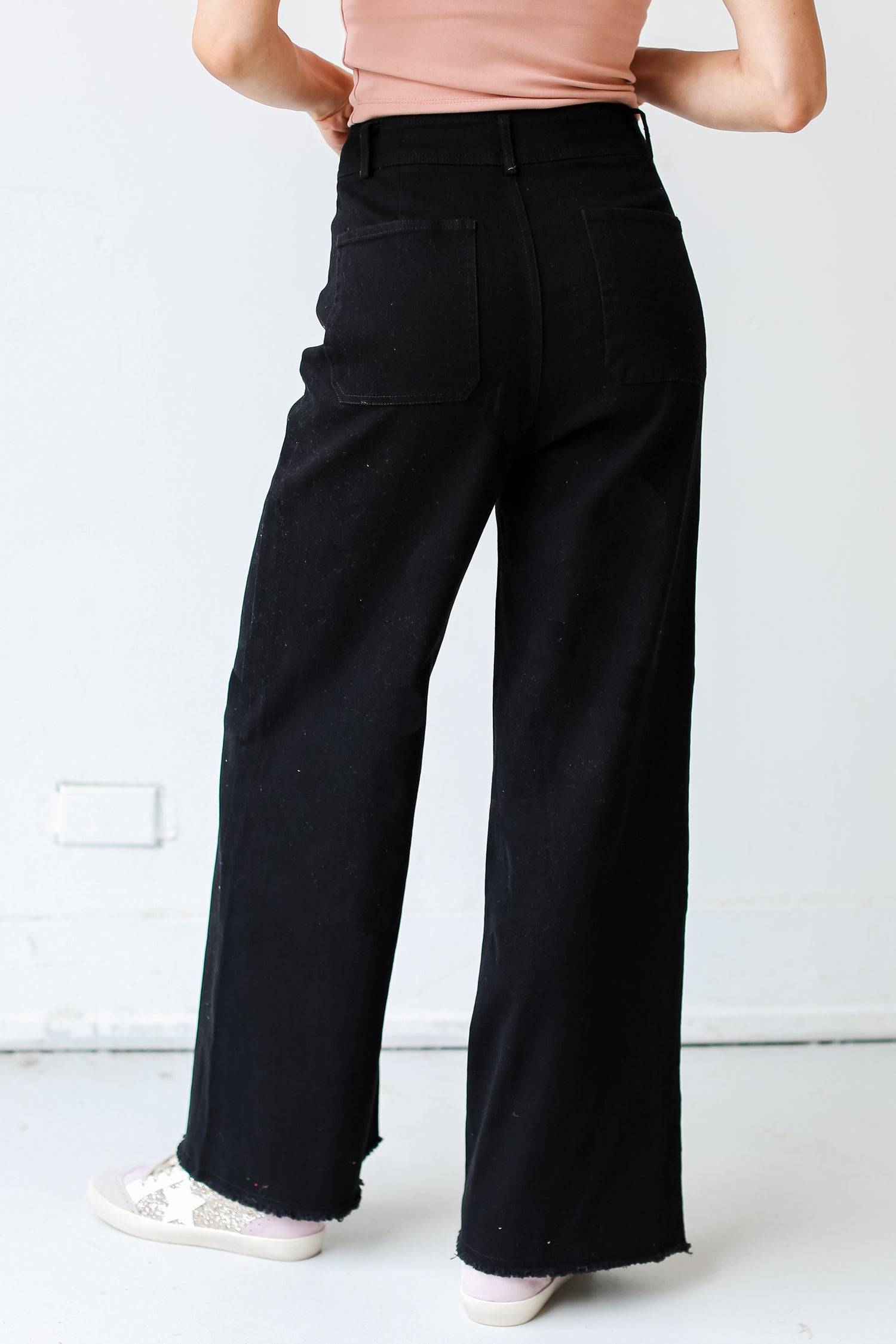 black Wide Leg Jeans back view