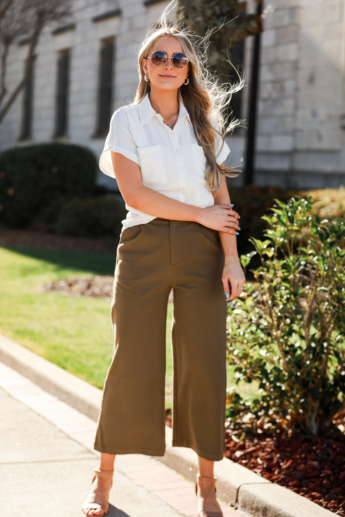 cute green wide leg jeans