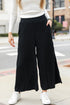 black Plisse Wide Leg Pants