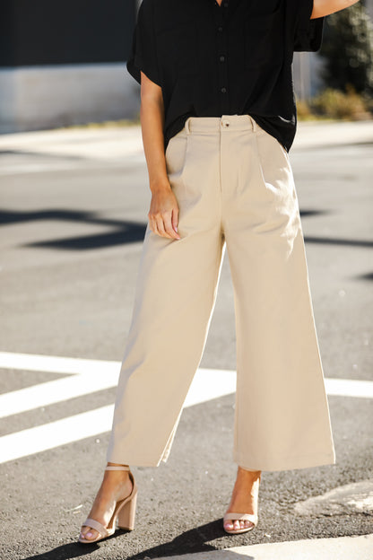 khaki wide leg jeans