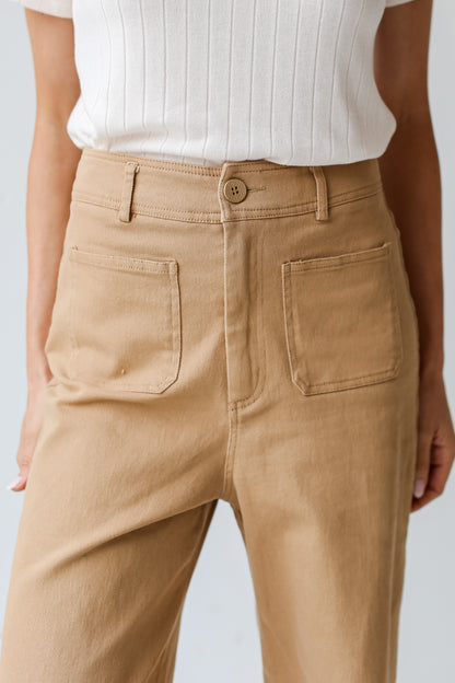 khaki Wide Leg Jeans close up