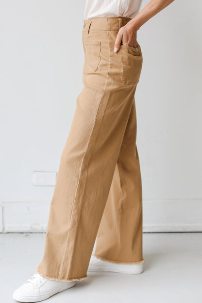 khaki Wide Leg Jeans side view