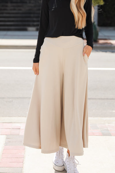 taupe Wide Leg Pants