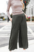 olive Plisse Wide Leg Pants