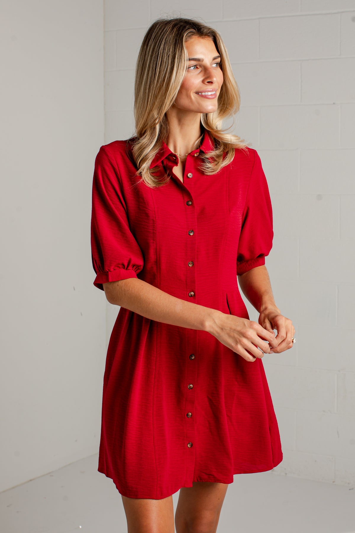 Merlot Days Button Front Wine Mini Dress