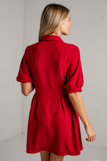 Merlot Days Button Front Wine Mini Dress